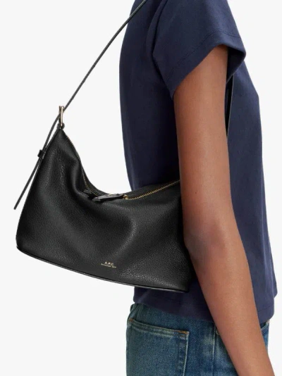 Apc A.p.c. Calfskin Shoulder Bag With Top Handle In Black