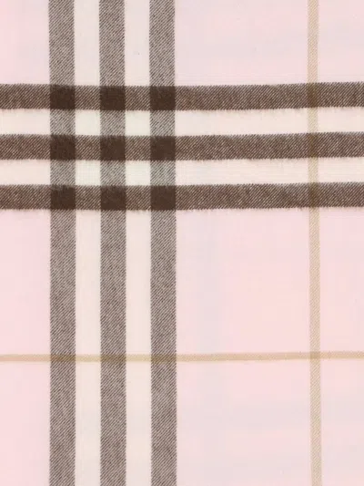 Burberry Cashmere Scarf Featuring Checked Pattern And Fringe In Pink