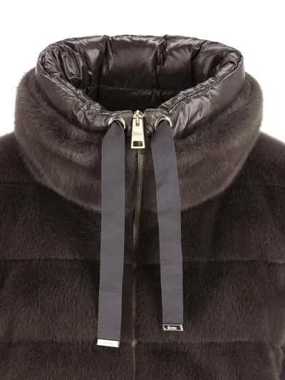 Herno Hooded Techno Fabric Down Jacket In Black