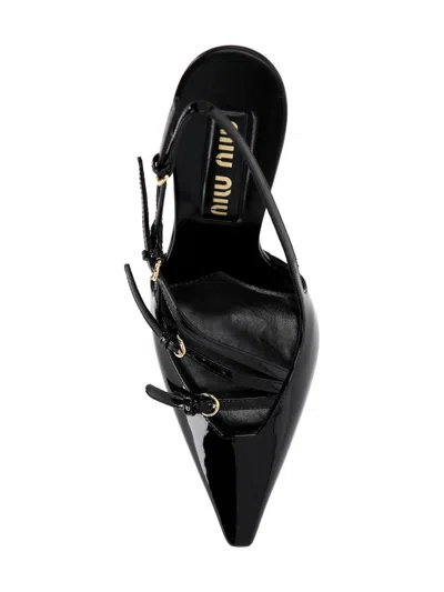 Miu Miu Patent Leather Slingbacks With Buckles In Multi