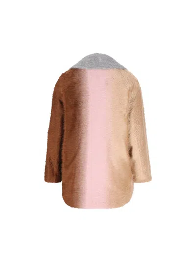 Fendi Double-breasted Color-block Coat In Brown