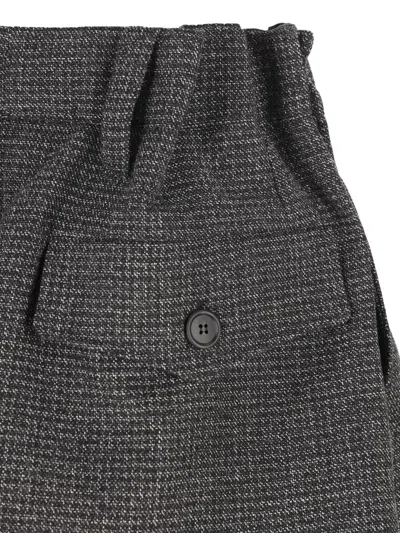 Prada Wool Mini Skirt With Vichy-pattern In Black