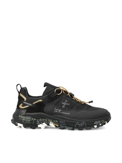 Premiata Sneakers Trail Black With Technical Details In Black