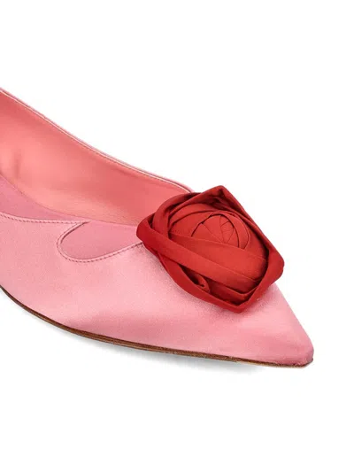 Roger Vivier Rose Vivier Embellished Cutout Satin Ballet Flats In Pink