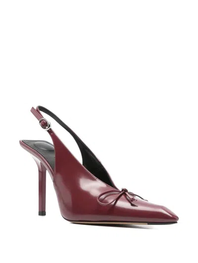 Jacquemus Bordeaux Pointed-toe Slingback Pumps With Bow Detail In Red
