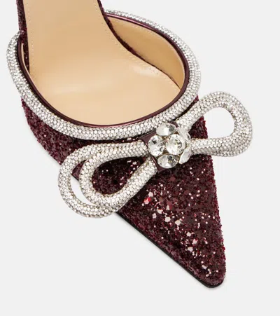 Mach&mach Red Pumps With Glitter And Crystal Accents In Burgundy