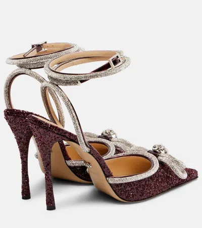 Mach&mach Red Pumps With Glitter And Crystal Accents In Burgundy