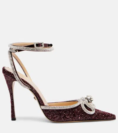 Mach&mach Red Pumps With Glitter And Crystal Accents In Burgundy