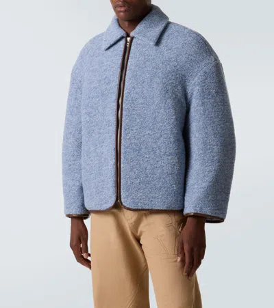 Jw Anderson Textured Zip-front Jacket In Blue