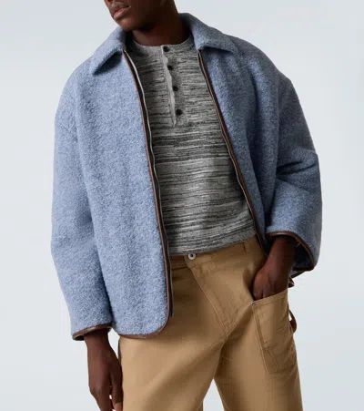 Jw Anderson Textured Zip-front Jacket In Blue