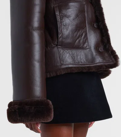 David Koma Reversible Shearling And Leather Jacket In Brown