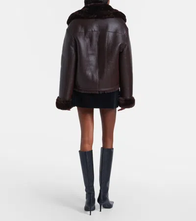 David Koma Reversible Shearling And Leather Jacket In Brown