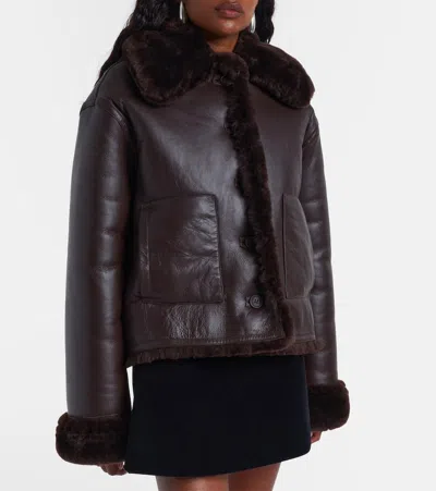 David Koma Reversible Shearling And Leather Jacket In Brown