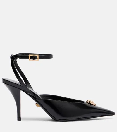 Versace Medusa Patent Calfskin Stiletto Pump In Black