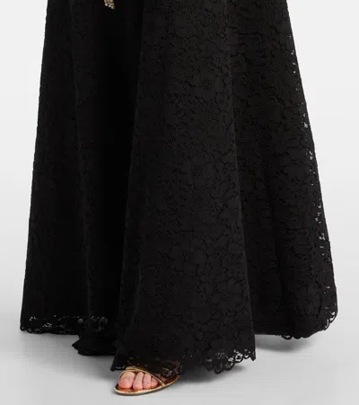 Costarellos Hallis Strapless Crystal-embellished Corded Lace Midi Dress In Black