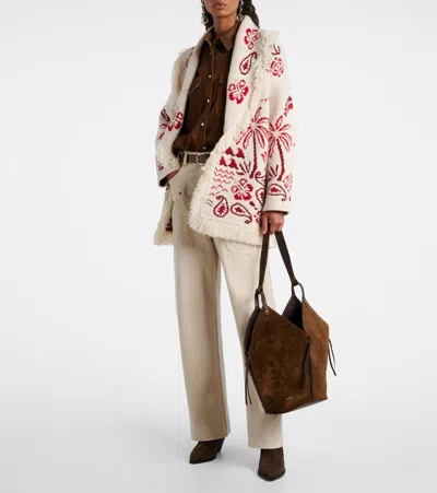 Alanui Embroidered Wool Blend Glimpse Of Eden Cardigan In White