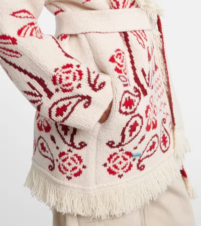 Alanui Embroidered Wool Blend Glimpse Of Eden Cardigan In White