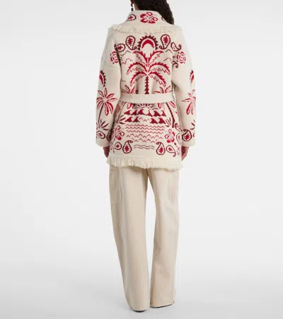 Alanui Embroidered Wool Blend Glimpse Of Eden Cardigan In White