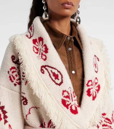 Alanui Embroidered Wool Blend Glimpse Of Eden Cardigan In White