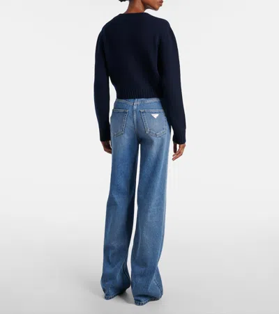 Prada Wool And Cashmere Crew-neck Sweater In Black