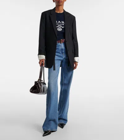 Prada Wool And Cashmere Crew-neck Sweater In Black