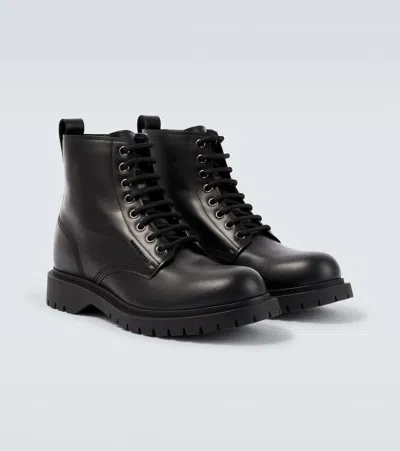 Givenchy Chunky Sole Leather Ankle Boots With Pull Tab In Black