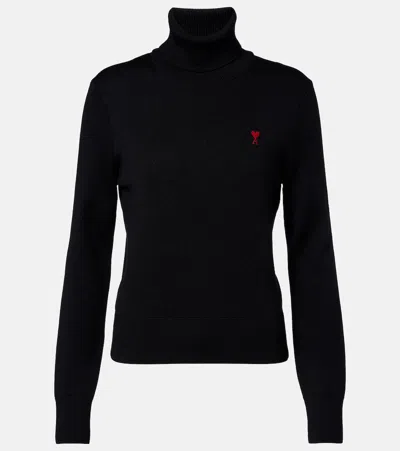 Ami Alexandre Mattiussi Ami Paris Black Wool Sweater In Black