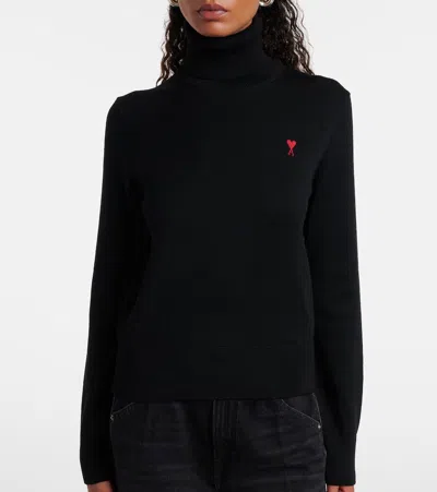 Ami Alexandre Mattiussi Ami Paris Black Wool Sweater In Black