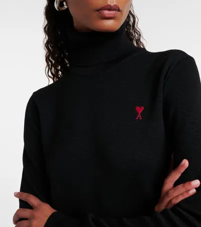 Ami Alexandre Mattiussi Ami Paris Black Wool Sweater In Black