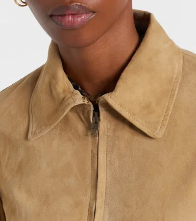 Nili Lotan Beauvais Suede Zip-front Jacket In Brown