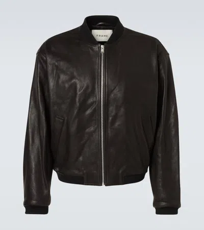 Frame Genuine Shearling Lined Bomber Jacket In Brown