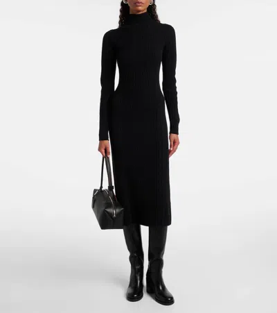 Max Mara Zelanda Wool And Cashmere Midi Dress In Black