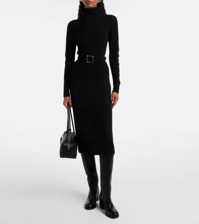 Max Mara Zelanda Wool And Cashmere Midi Dress In Black