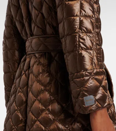 Max Mara Cube Spaces Belted Down Coat In Brown