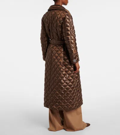 Max Mara Cube Spaces Belted Down Coat In Brown