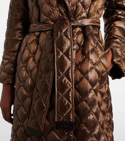 Max Mara Cube Spaces Belted Down Coat In Brown