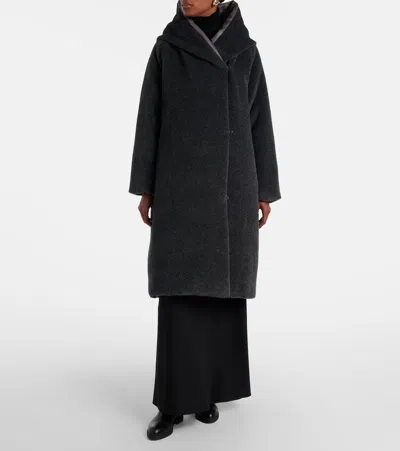 Max Mara Cube Orion Alpaca And Wool Down Coat In Gray