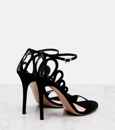 Gianvito Rossi 105mm Elisa Cut-out Suede Sandal In Black