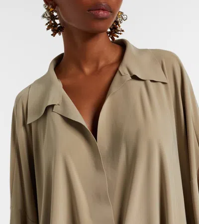 Norma Kamali Super Oversized Boyfriend Shirt Bodysuit In Brown