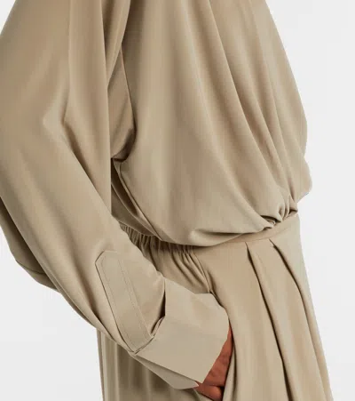 Norma Kamali Super Oversized Boyfriend Shirt Bodysuit In Brown