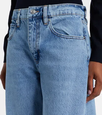 Frame Bubble Crop High Waist Wide-leg Jeans In Blue