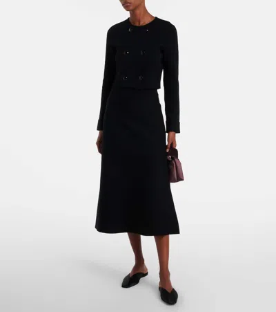 Dorothee Schumacher Sharp Ambition Wool-blend Midi Skirt In Black