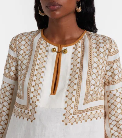 Zimmermann Linen Tunic Mini Dress In White