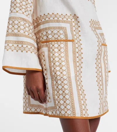 Zimmermann Linen Tunic Mini Dress In White