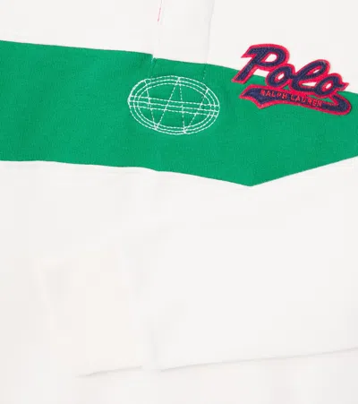 Polo Ralph Lauren Colorblocked Cotton-blend Jersey Hoodie In White