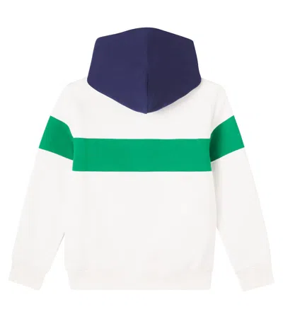 Polo Ralph Lauren Colorblocked Cotton-blend Jersey Hoodie In White