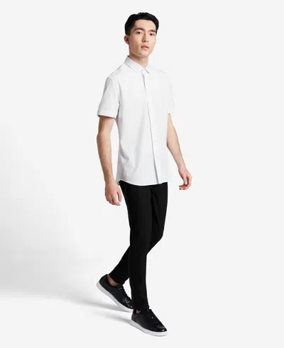 Kenneth Cole Stretch Short Sleeve Button-down Shirt In White