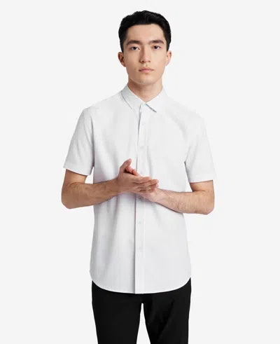 Kenneth Cole Stretch Short Sleeve Button-down Shirt In White
