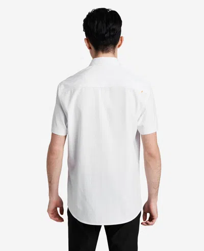 Kenneth Cole Stretch Short Sleeve Button-down Shirt In White