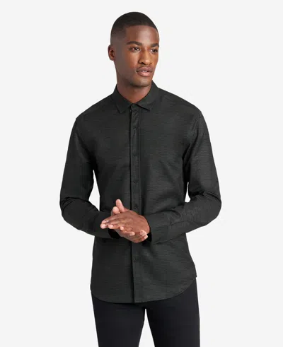 Kenneth Cole Stretch Print Button-down Shirt In Black